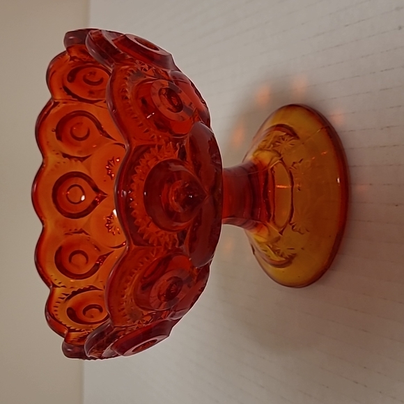 Vintage Pair LE Smith Amberina Moon and Stars Pedestal Candle Holders - Picture 10 of 15